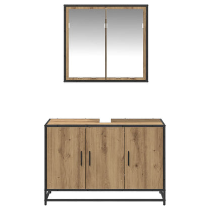 vidaXL Badezimmermöbel-Set mit Regal 2 pcs Artisan-Eiche Holzwerkstoff