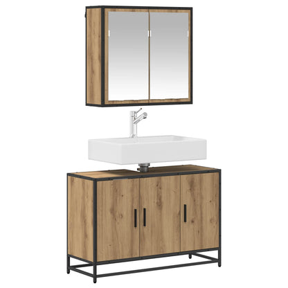 vidaXL Badezimmermöbel-Set mit Regal 2 pcs Artisan-Eiche Holzwerkstoff