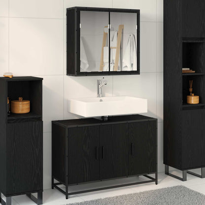 vidaXL Ensemble de meubles de salle de bain 2 pcs Noir aspect chêne Aggloméré