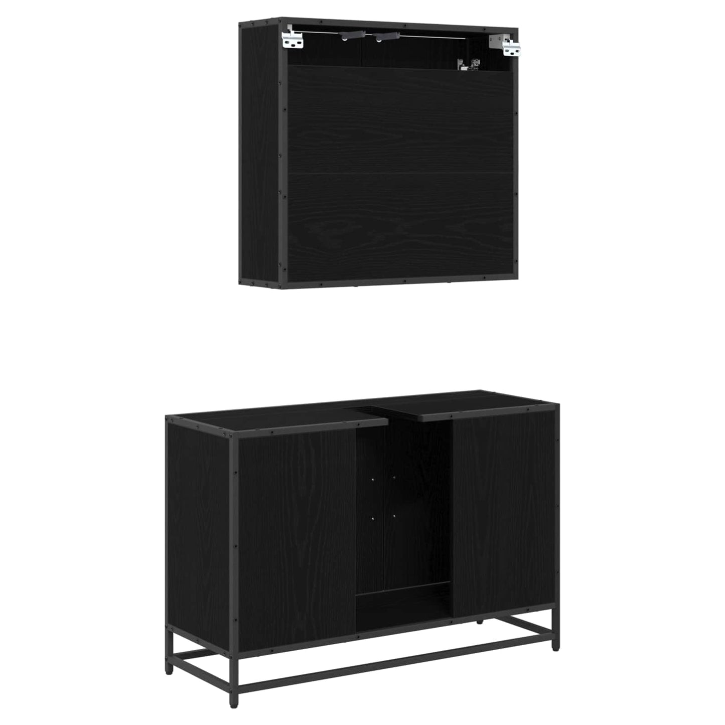 vidaXL Ensemble de meubles de salle de bain 2 pcs Noir aspect chêne Aggloméré