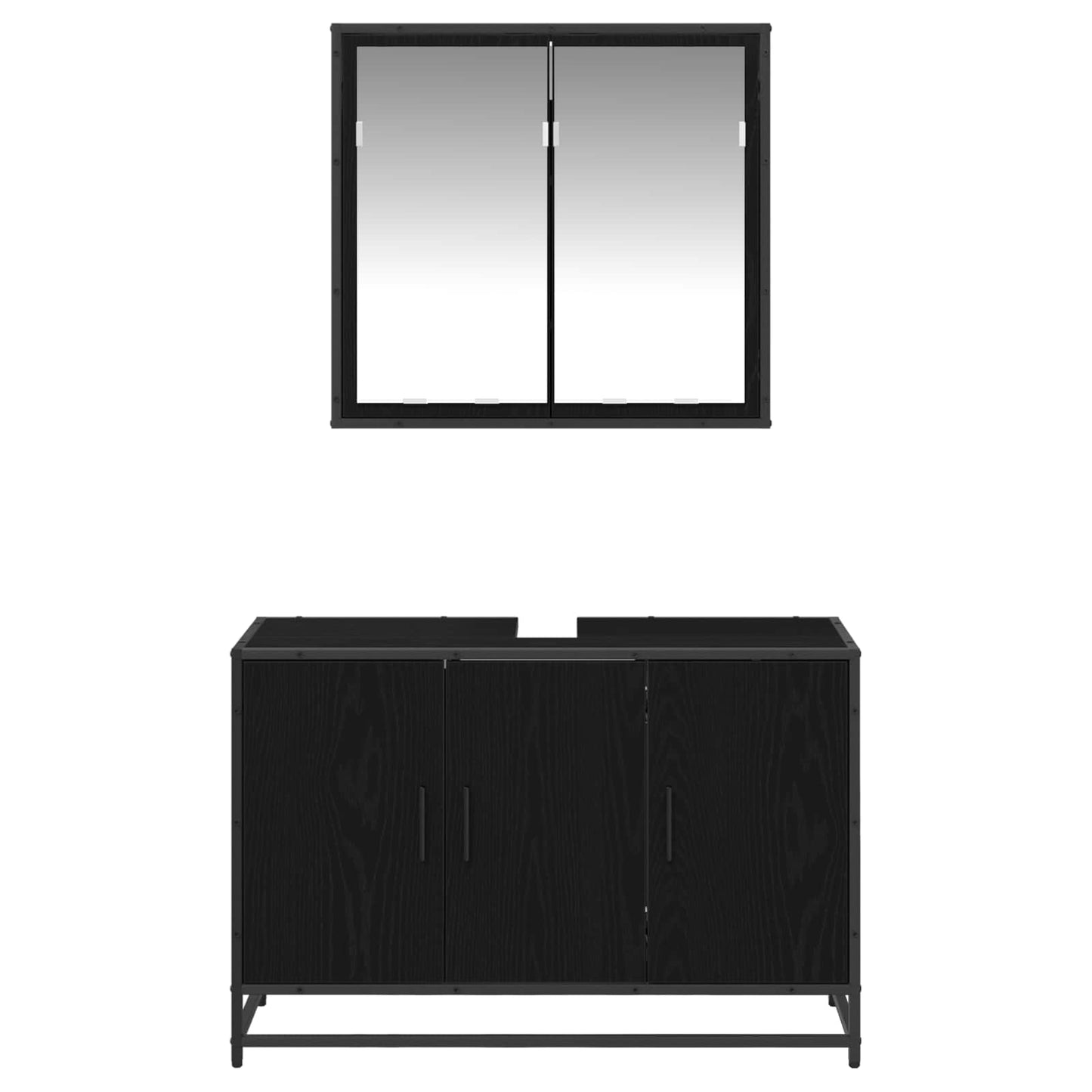 vidaXL Ensemble de meubles de salle de bain 2 pcs Noir aspect chêne Aggloméré