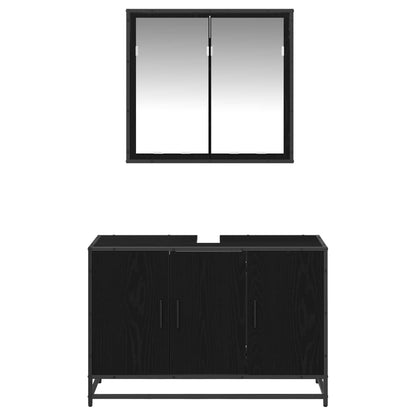 vidaXL Ensemble de meubles de salle de bain 2 pcs Noir aspect chêne Aggloméré