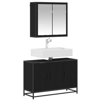 vidaXL Ensemble de meubles de salle de bain 2 pcs Noir aspect chêne Aggloméré