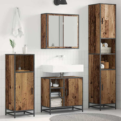 vidaXL Badezimmermöbel-Set mit Regal 3 pcs Altholz Holzwerkstoff