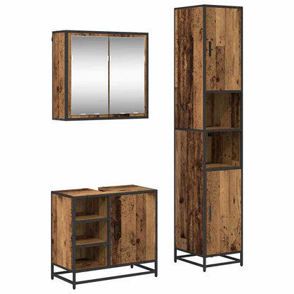 vidaXL Badezimmermöbel-Set mit Regal 3 pcs Altholz Holzwerkstoff