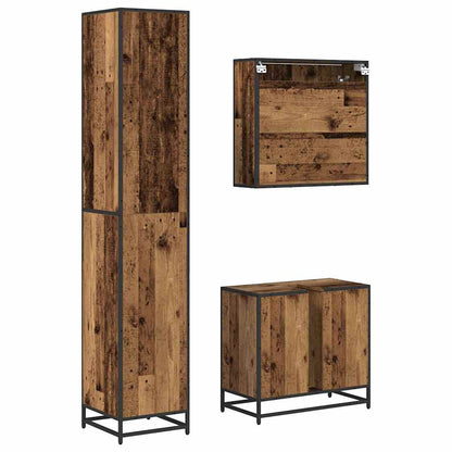 vidaXL Badezimmermöbel-Set mit Regal 3 pcs Altholz Holzwerkstoff