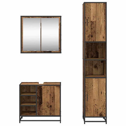 vidaXL Badezimmermöbel-Set mit Regal 3 pcs Altholz Holzwerkstoff