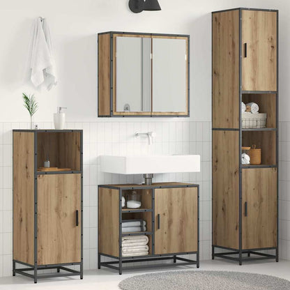vidaXL Badezimmermöbel-Set mit Regal 3 pcs Artisan-Eiche Holzwerkstoff