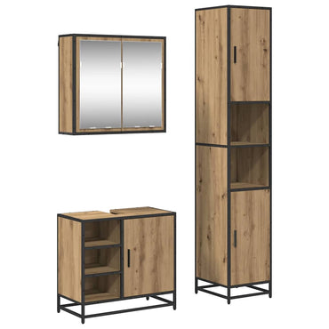 vidaXL Badezimmermöbel-Set mit Regal 3 pcs Artisan-Eiche Holzwerkstoff