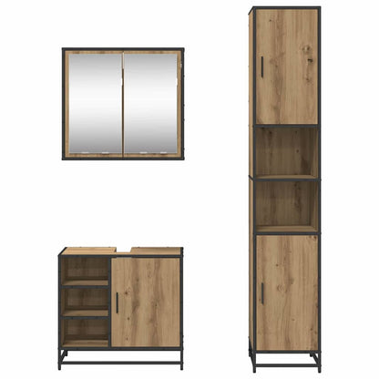 vidaXL Badezimmermöbel-Set mit Regal 3 pcs Artisan-Eiche Holzwerkstoff