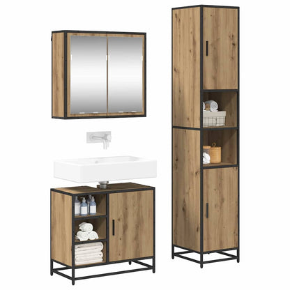 vidaXL Badezimmermöbel-Set mit Regal 3 pcs Artisan-Eiche Holzwerkstoff