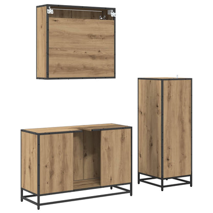 vidaXL Badezimmermöbel-Set mit Regal 3 pcs Artisan-Eiche Holzwerkstoff