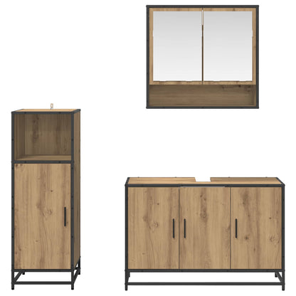 vidaXL Badezimmermöbel-Set mit Regal 3 pcs Artisan-Eiche Holzwerkstoff