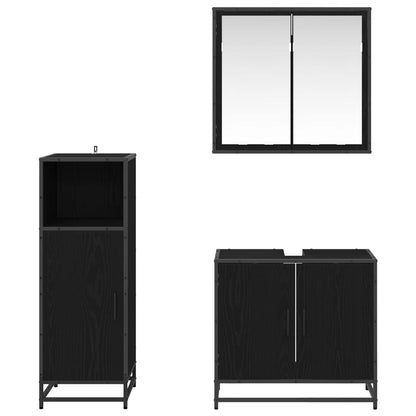 vidaXL Badezimmermöbel-Set 3 pcs Schwarz Eichen-Optik Holzwerkstoff