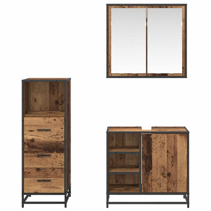 vidaXL Badezimmermöbel-Set mit Schubladen 3 pcs Altholz Holzwerkstoff
