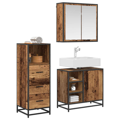 vidaXL Badezimmermöbel-Set mit Schubladen 3 pcs Altholz Holzwerkstoff