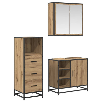 vidaXL Badezimmermöbel-Set mit Regal 3 pcs Artisan-Eiche Holzwerkstoff