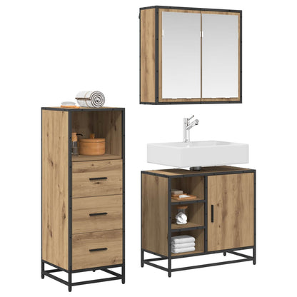 vidaXL Badezimmermöbel-Set mit Regal 3 pcs Artisan-Eiche Holzwerkstoff