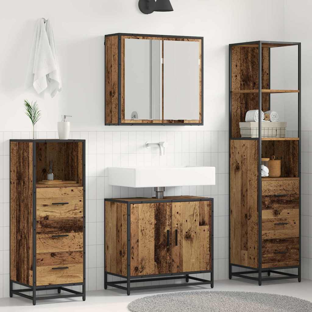 vidaXL Ensemble de meubles de salle de bain avec tiroirs 4 pcs Bois d'ingénierie en bois recyclé