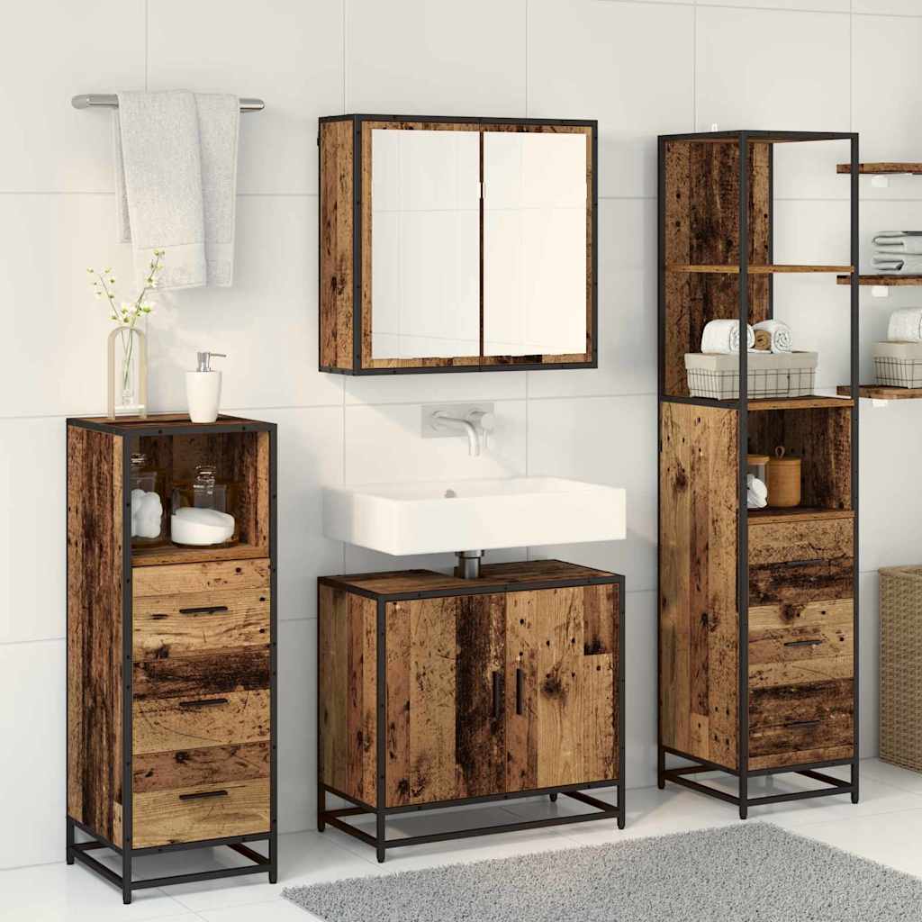 vidaXL Ensemble de meubles de salle de bain avec tiroirs 4 pcs Bois d'ingénierie en bois recyclé