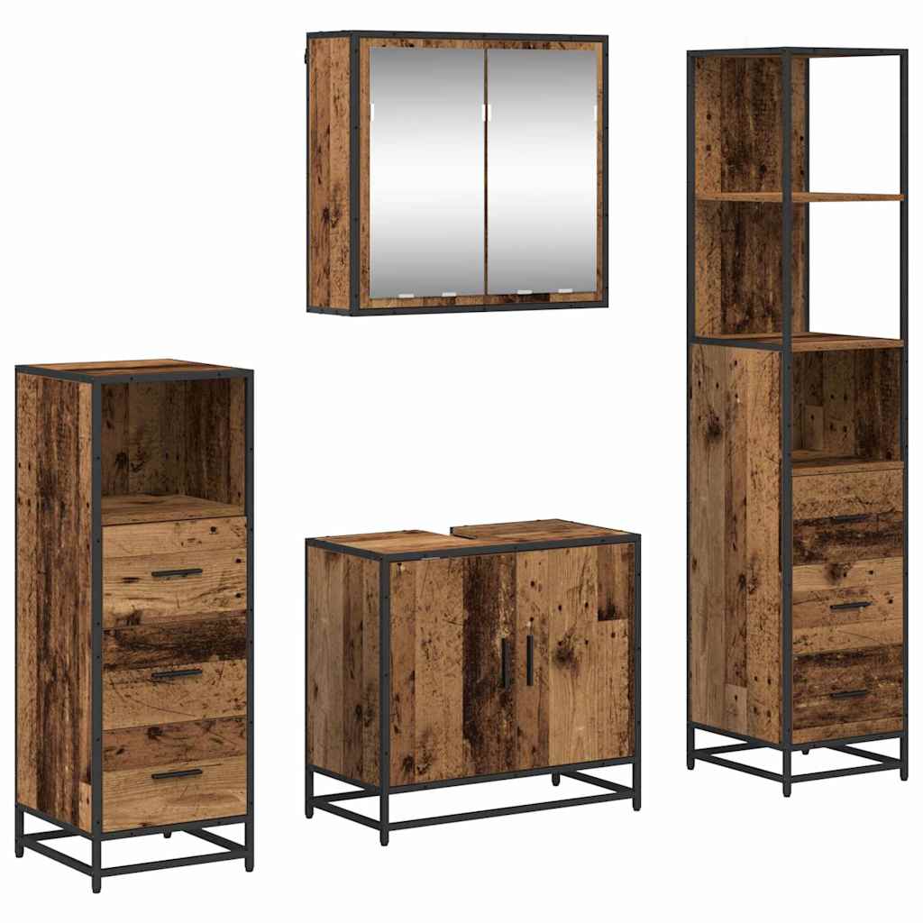 vidaXL Ensemble de meubles de salle de bain avec tiroirs 4 pcs Bois d'ingénierie en bois recyclé