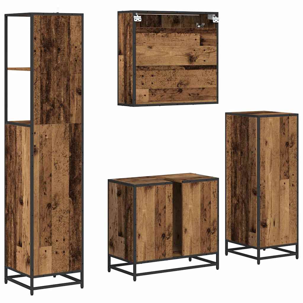 vidaXL Ensemble de meubles de salle de bain avec tiroirs 4 pcs Bois d'ingénierie en bois recyclé