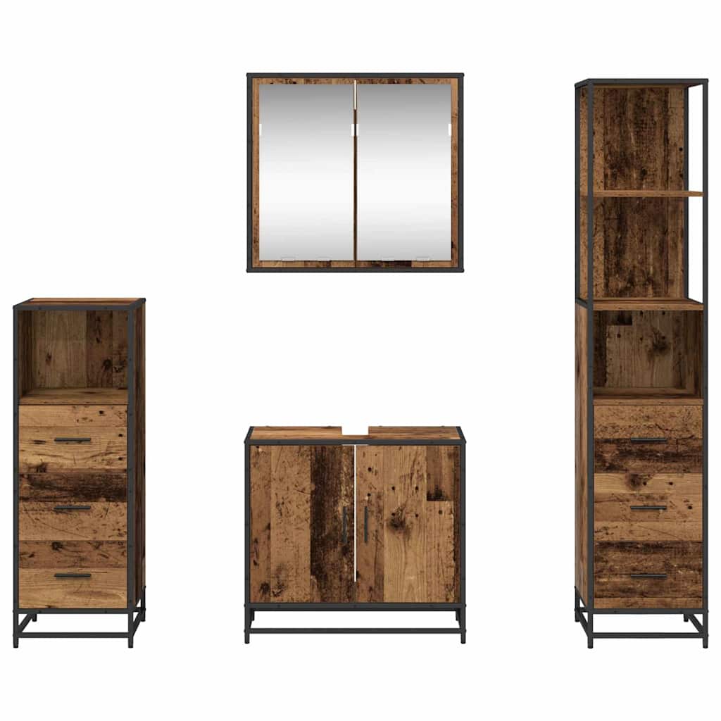 vidaXL Ensemble de meubles de salle de bain avec tiroirs 4 pcs Bois d'ingénierie en bois recyclé