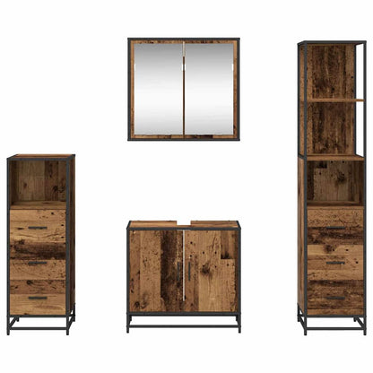 vidaXL Ensemble de meubles de salle de bain avec tiroirs 4 pcs Bois d'ingénierie en bois recyclé