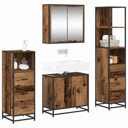vidaXL Ensemble de meubles de salle de bain avec tiroirs 4 pcs Bois d'ingénierie en bois recyclé