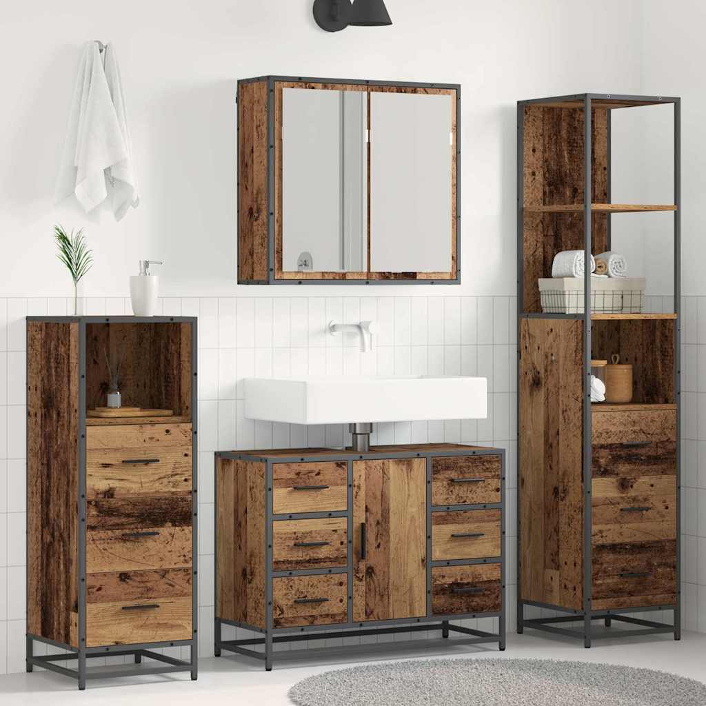 vidaXL Badezimmermöbel Set 3 pcs Altholz 80 x 33 x 60 cm Holzwerkstoff