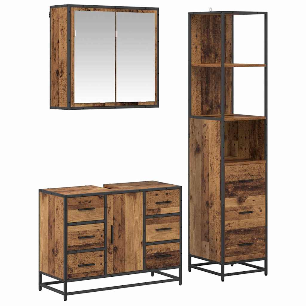 vidaXL Badezimmermöbel Set 3 pcs Altholz 80 x 33 x 60 cm Holzwerkstoff