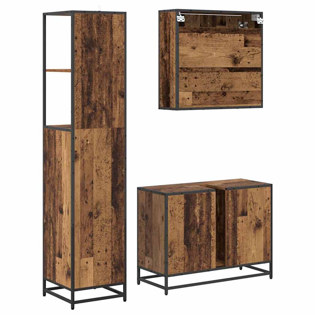 vidaXL Badezimmermöbel Set 3 pcs Altholz 80 x 33 x 60 cm Holzwerkstoff