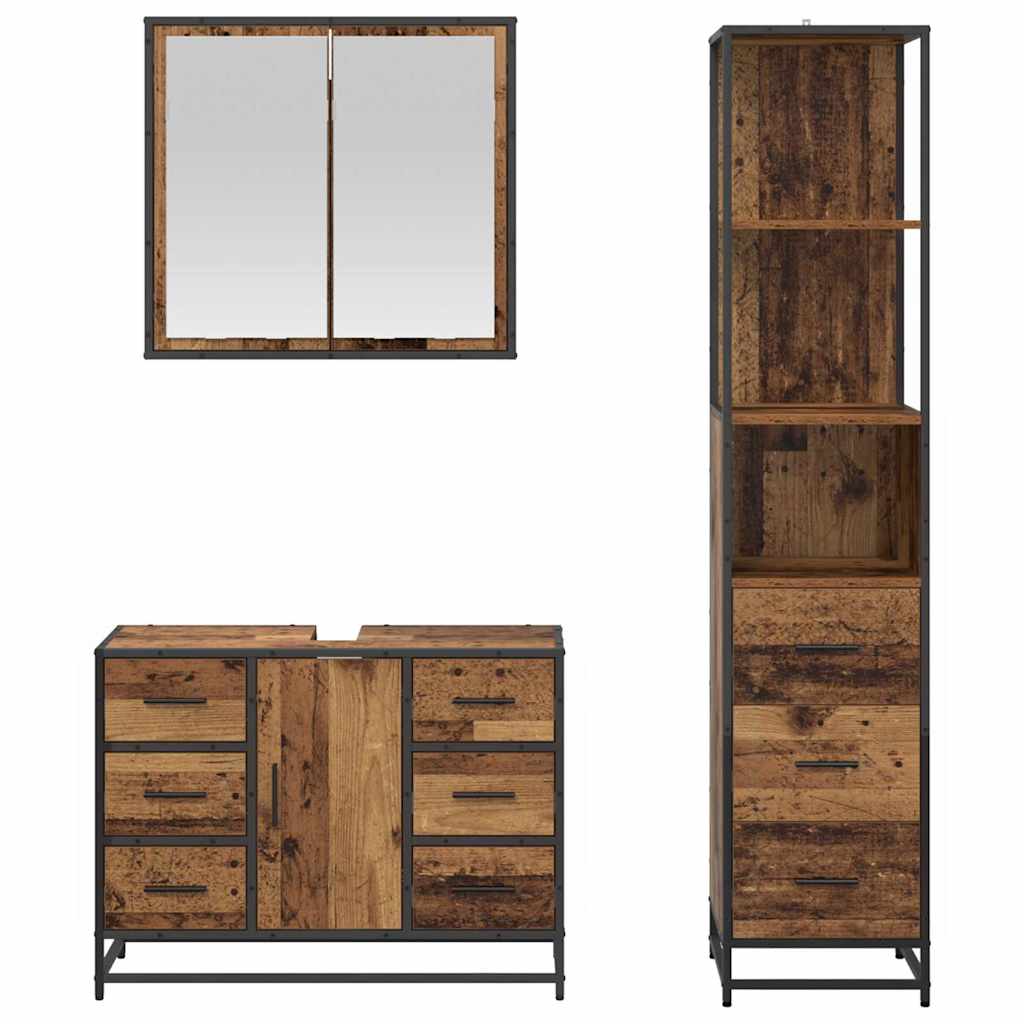 vidaXL Badezimmermöbel Set 3 pcs Altholz 80 x 33 x 60 cm Holzwerkstoff