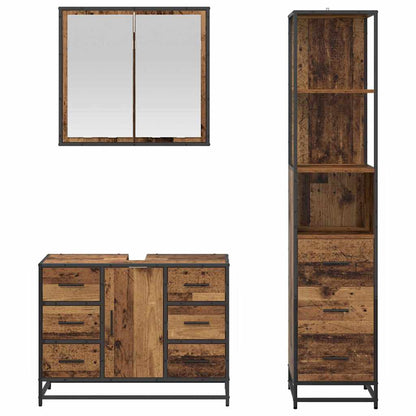 vidaXL Badezimmermöbel Set 3 pcs Altholz 80 x 33 x 60 cm Holzwerkstoff