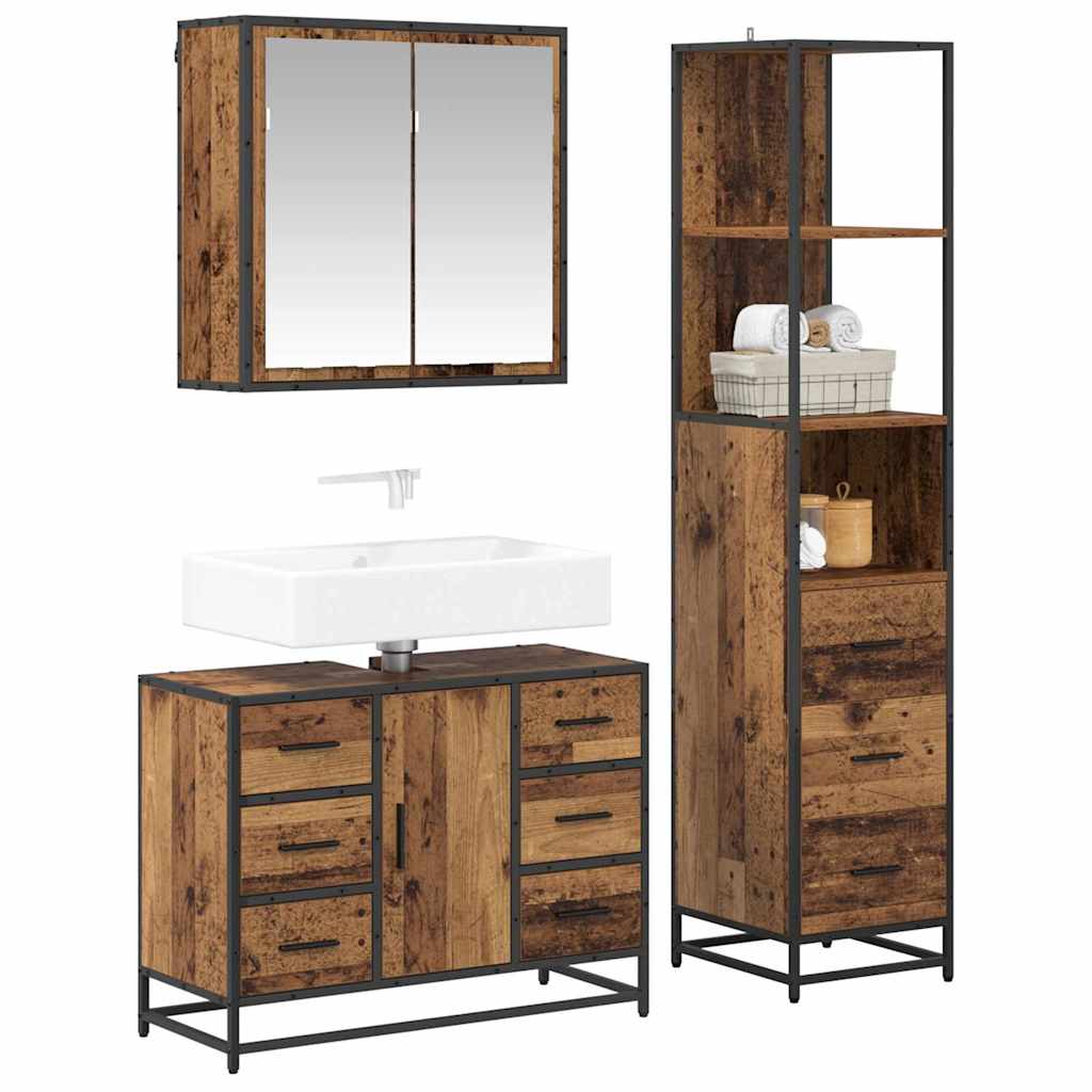 vidaXL Badezimmermöbel Set 3 pcs Altholz 80 x 33 x 60 cm Holzwerkstoff