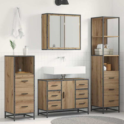 vidaXL Badezimmermöbel Set mit Tür 3 pcs Artisan-Eiche 80 x 33 x 60 cm
