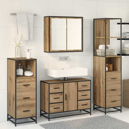 vidaXL Badezimmermöbel Set mit Tür 3 pcs Artisan-Eiche 80 x 33 x 60 cm