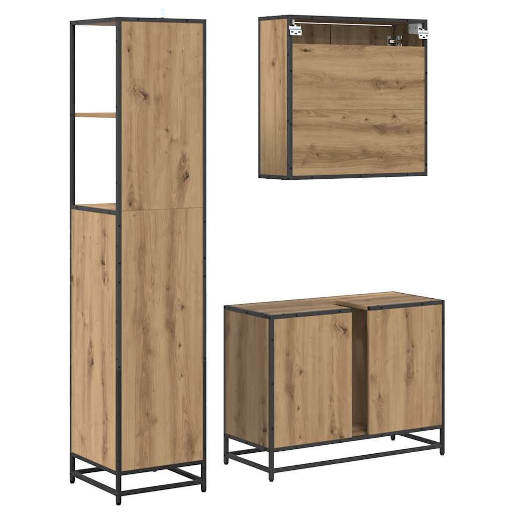 vidaXL Badezimmermöbel Set mit Tür 3 pcs Artisan-Eiche 80 x 33 x 60 cm
