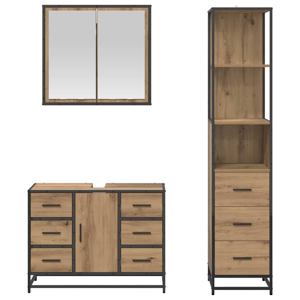 vidaXL Badezimmermöbel Set mit Tür 3 pcs Artisan-Eiche 80 x 33 x 60 cm