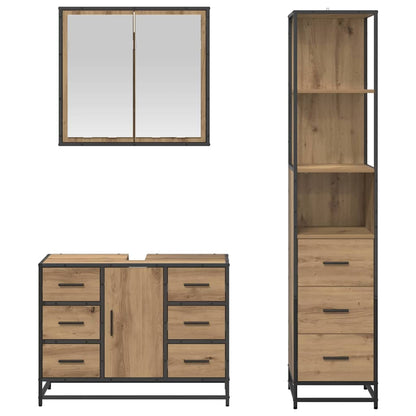 vidaXL Badezimmermöbel Set mit Tür 3 pcs Artisan-Eiche 80 x 33 x 60 cm