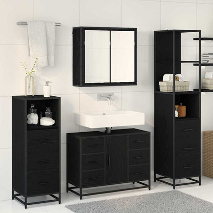 vidaXL Ensemble de meubles de salle de bain 3 pcs Noir Effet chêne Aggloméré