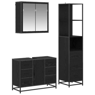 vidaXL Ensemble de meubles de salle de bain 3 pcs Noir Effet chêne Aggloméré