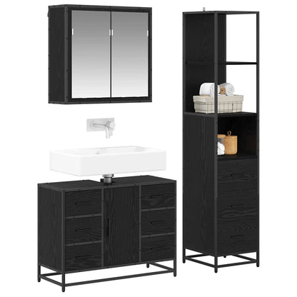 vidaXL Ensemble de meubles de salle de bain 3 pcs Noir Effet chêne Aggloméré