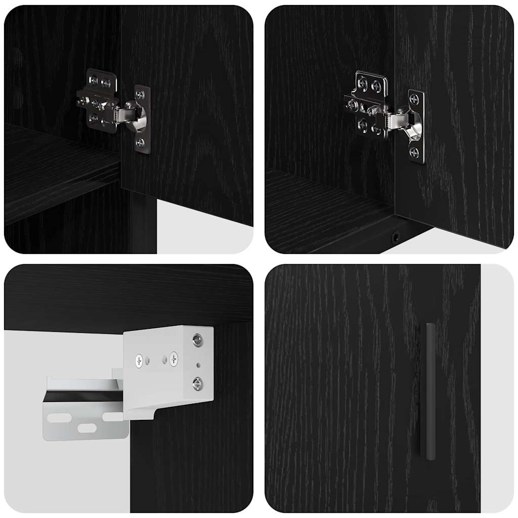 vidaXL Ensemble de meubles de salle de bain 3 pcs Noir aspect chêne Aggloméré