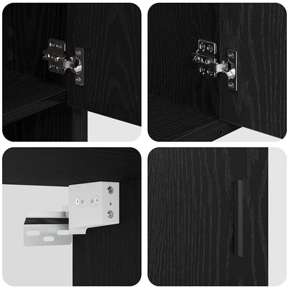 vidaXL Ensemble de meubles de salle de bain 3 pcs Noir aspect chêne Aggloméré