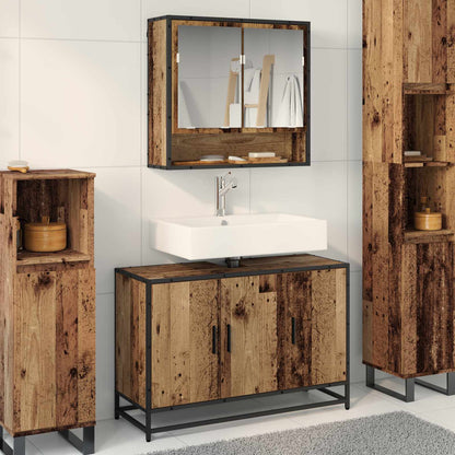 vidaXL Badezimmermöbel-Set mit Regal 2 pcs Altholz Holzwerkstoff