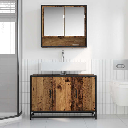 vidaXL Badezimmermöbel-Set mit Regal 2 pcs Altholz Holzwerkstoff