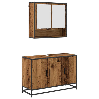 vidaXL Badezimmermöbel-Set mit Regal 2 pcs Altholz Holzwerkstoff
