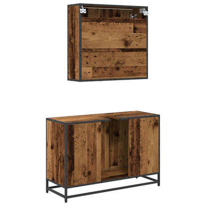 vidaXL Badezimmermöbel-Set mit Regal 2 pcs Altholz Holzwerkstoff
