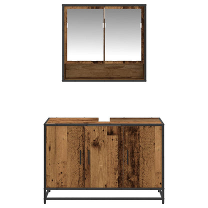 vidaXL Badezimmermöbel-Set mit Regal 2 pcs Altholz Holzwerkstoff